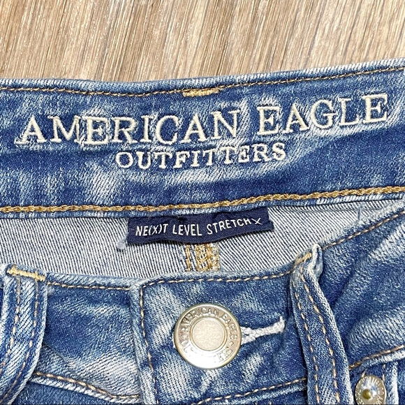 American Eagle Hi Rise Jean Shorts Distressed - Picture 3 of 6